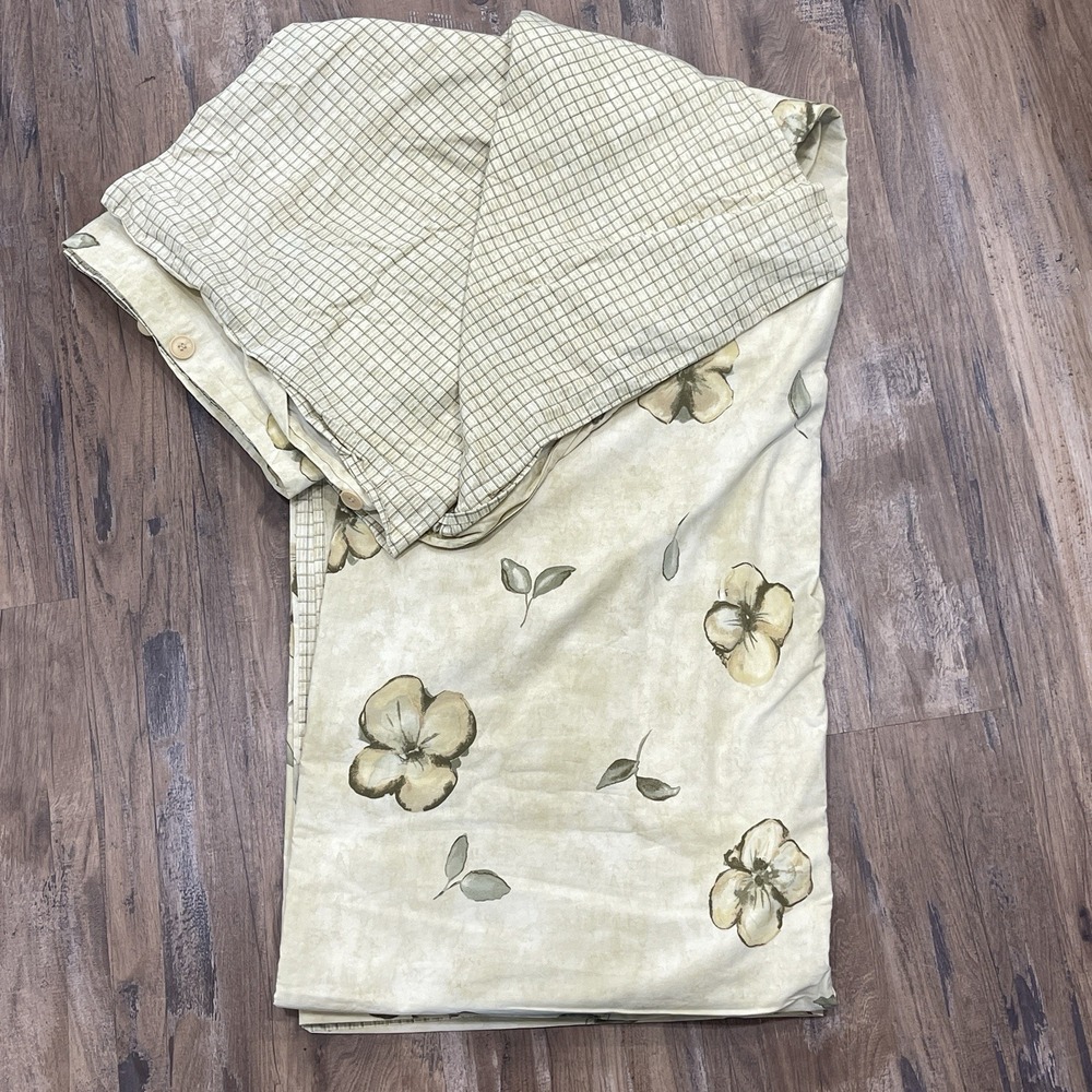 Vintage Calvin Klein Umbria Magnolia Full Queen Duvet Cover Floral Button Closer